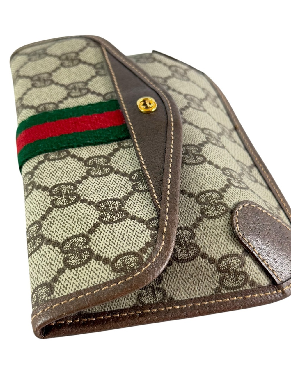 GUCCI Sherry Line Brown GG Canvas and Leather Trim Mini Clutch Pouch Coin Purse - Picture 7 of 17